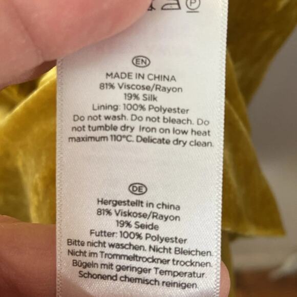 Hobbs London Crushed Velvet Dress Yellow Golden Mini Short 8 Silk Designer - Picture 8 of 8